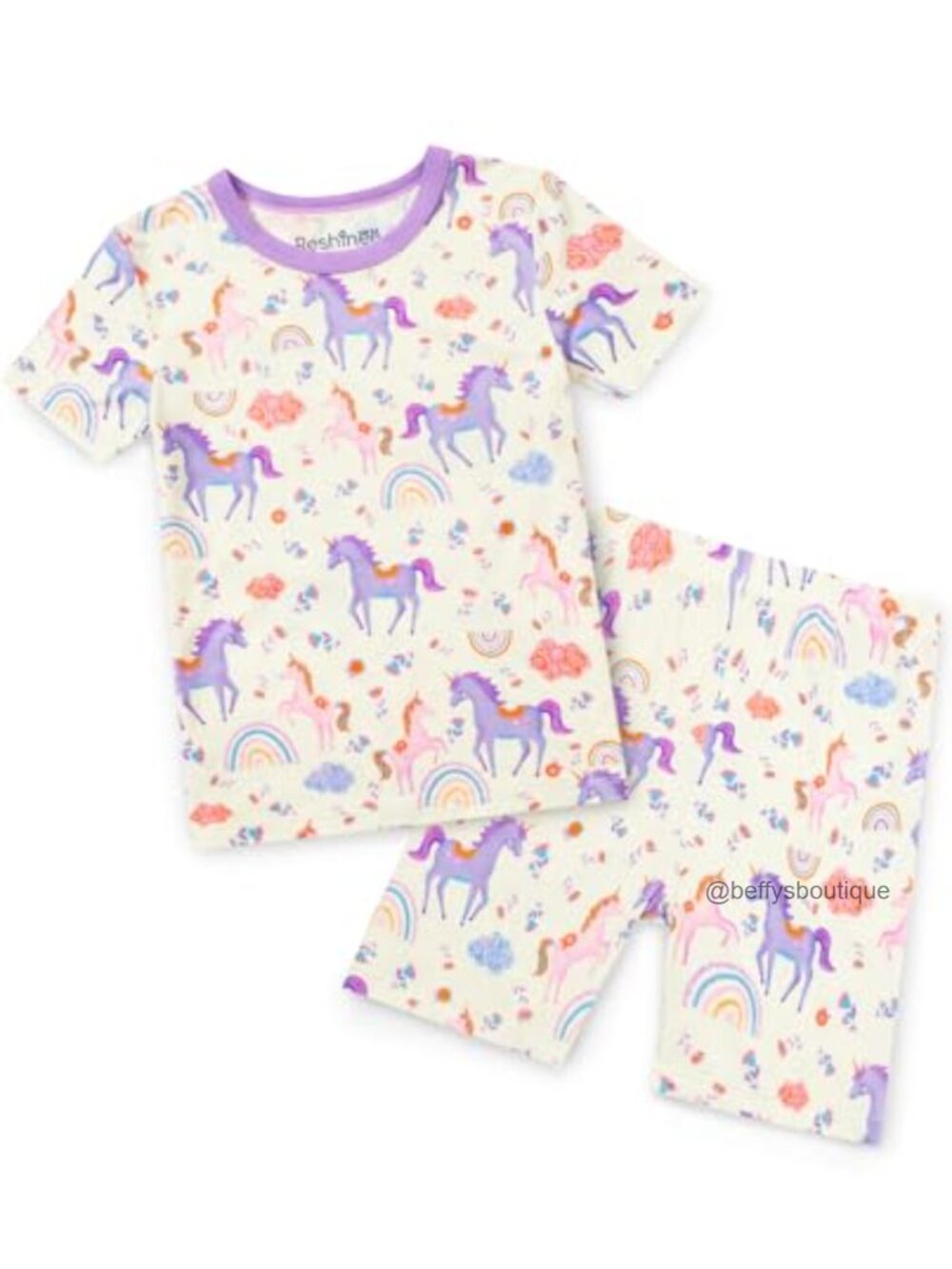 Toddler Girls Unicorn Mermaid Pajama Set Bamboo Viscose Short Sleeve Summer